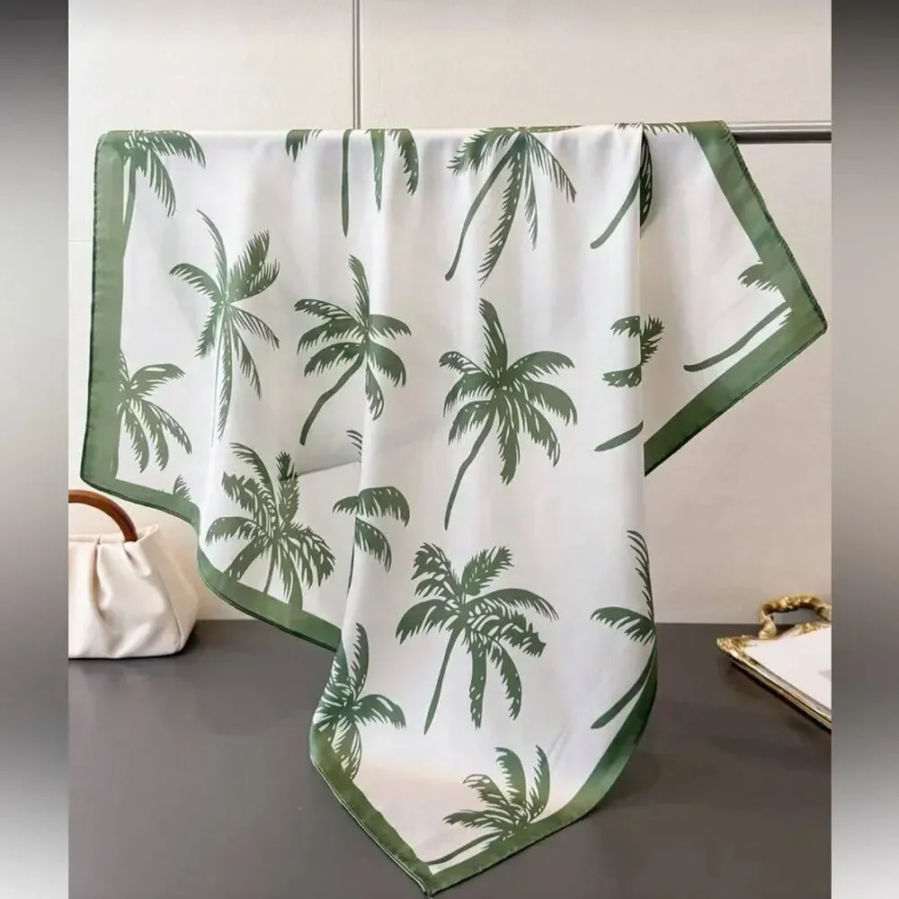 Green Palm Tree Print Scarf A1578